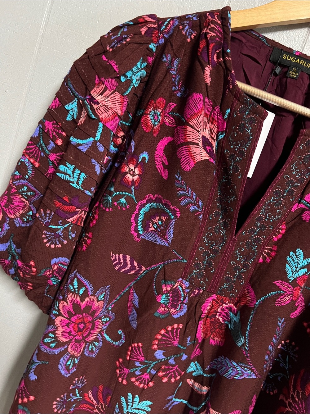 NWT Sugarslips Floral Blouse Shirt Top XL - Picture 9 of 14